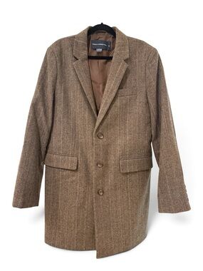 French Connection Brown Pinstripe Single-Breasted Blazer Coat MEN’S